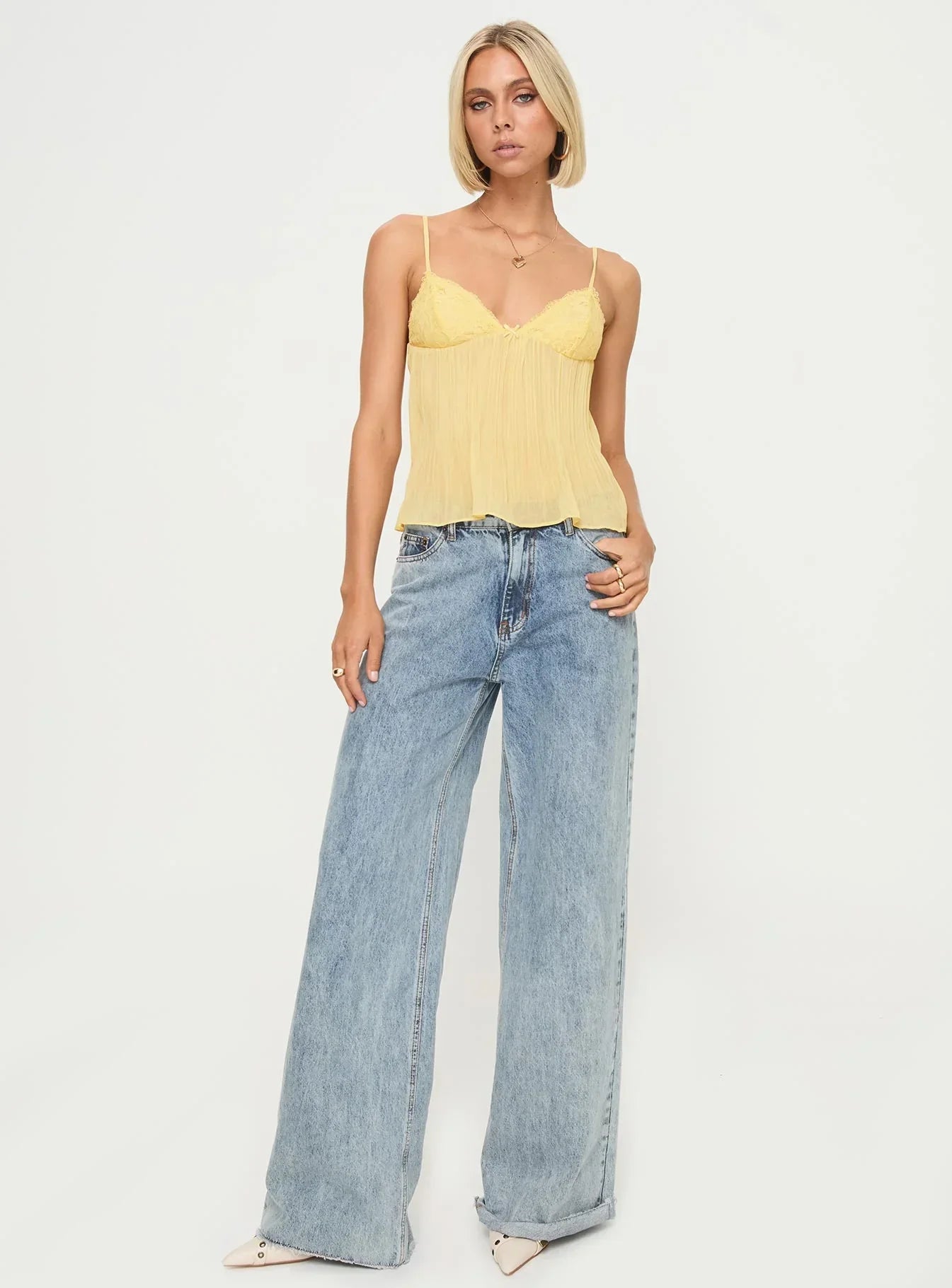 NOBLE | LACE PLEATED TOP