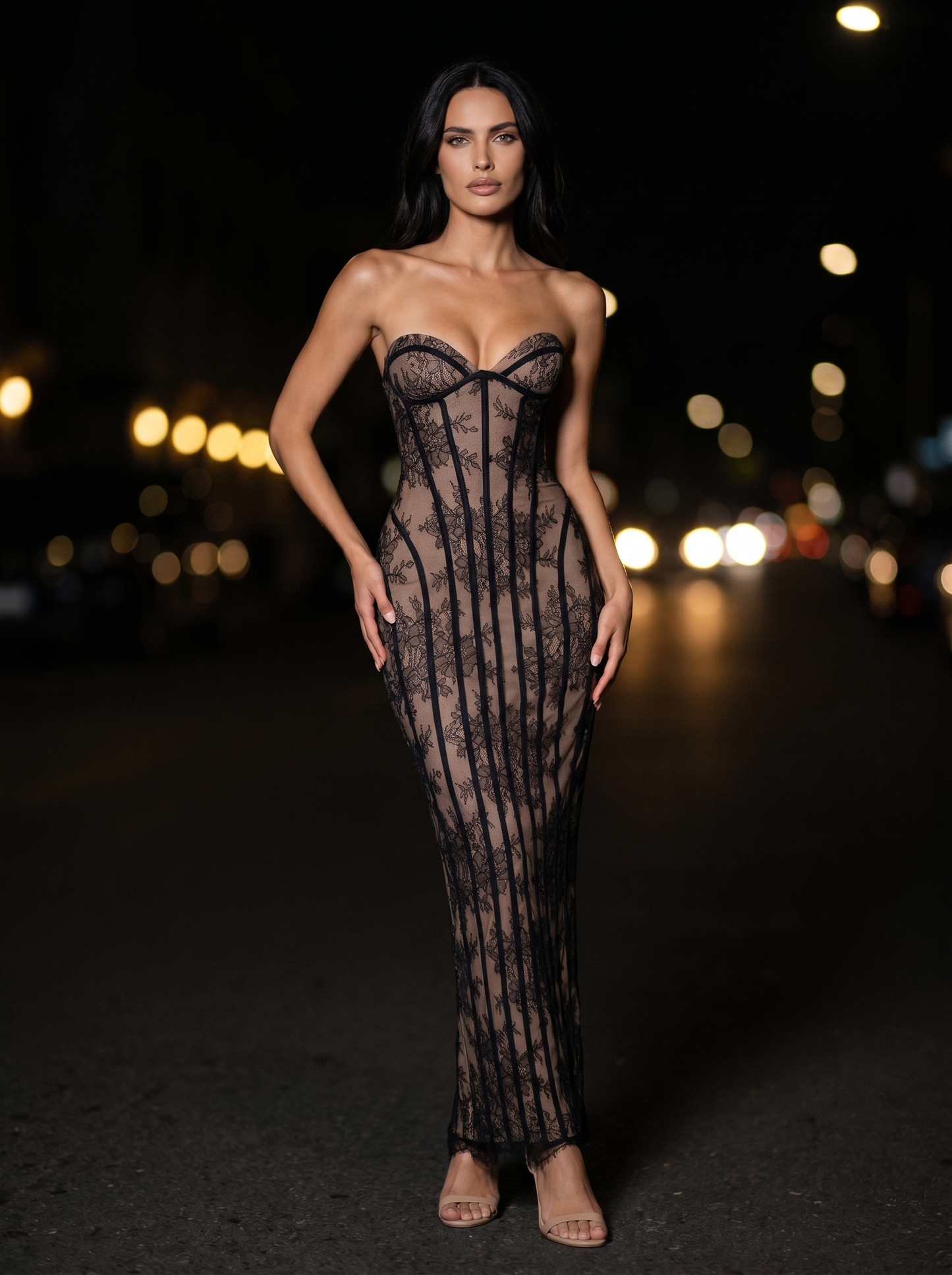 SOLEIL | COCKTAIL MAXI DRESS - Black, side