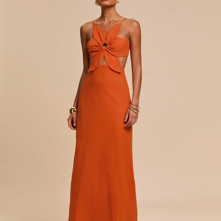 EMMELINE | BACKLESS MAXI DRESS - Orange