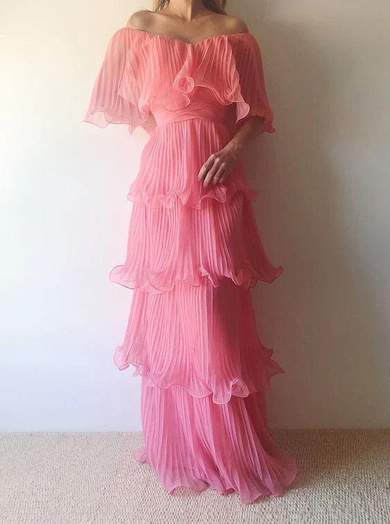 EMERSON | TIERED HOT MAXI DRESS - Pink
