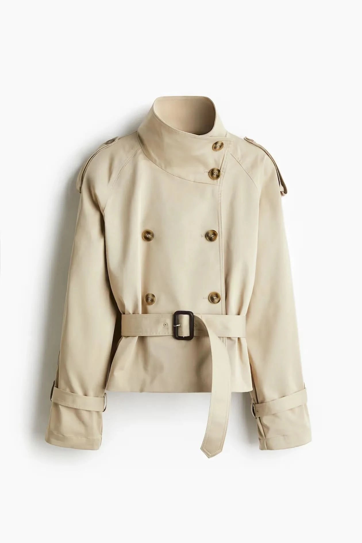 Women's Short Double Breasted Belted Trench Coat - product image 6