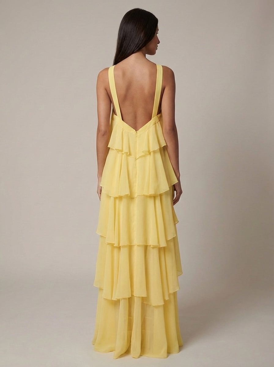 ROSALIND | TIERED HALTER MAXI DRESS