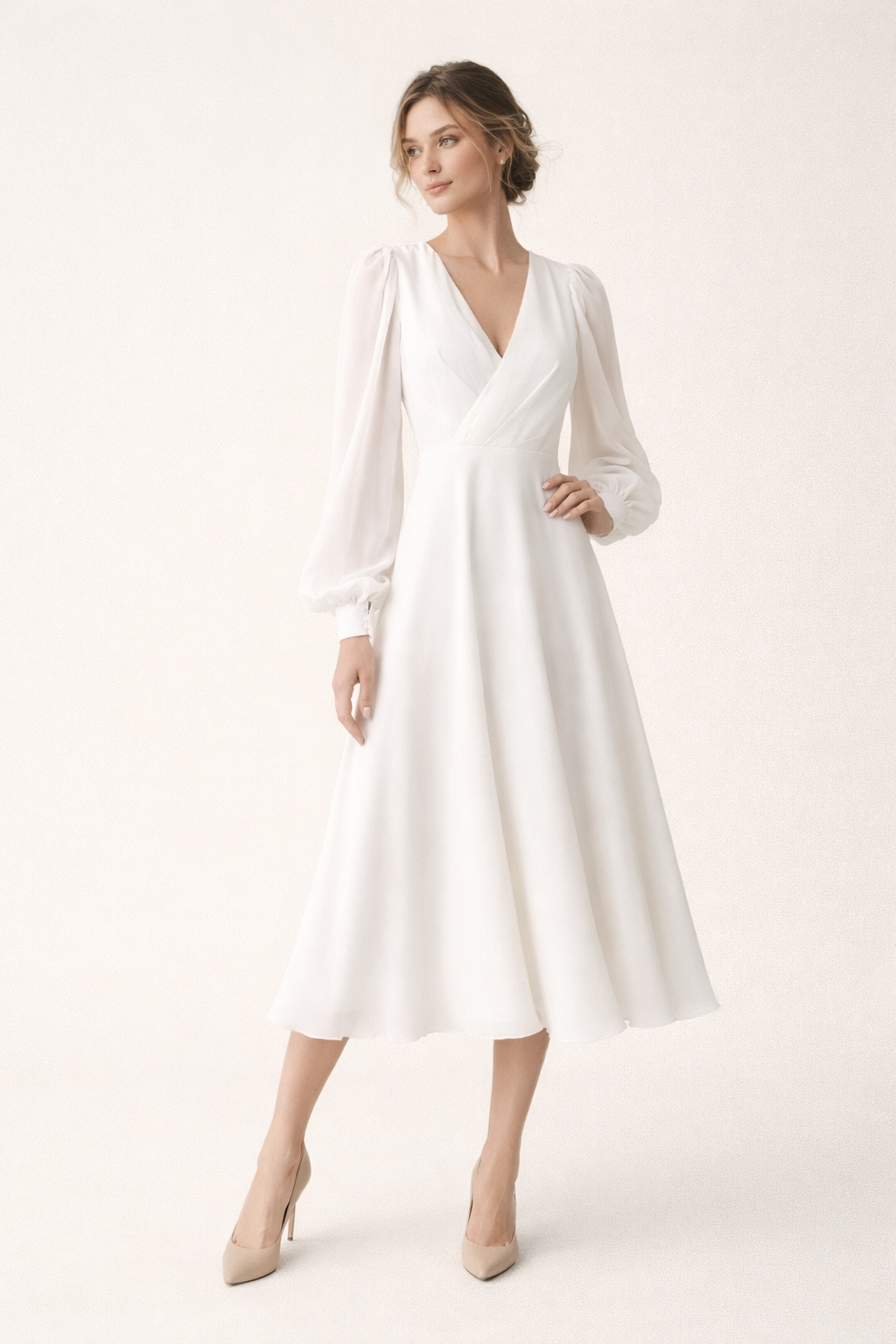 LUCIENNE | GRADUATION MIDI DRESS - White
