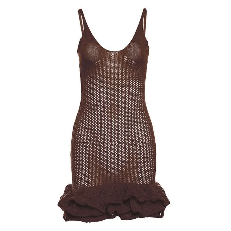 Women's Summer Crochet Ruffle Hem Mini Dress - product image 15