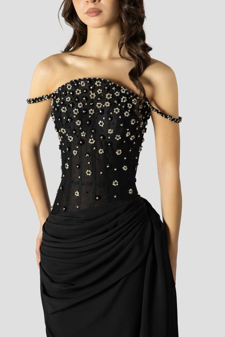 JULIETTE | EMBROIDERED FORMAL DRESS - Black