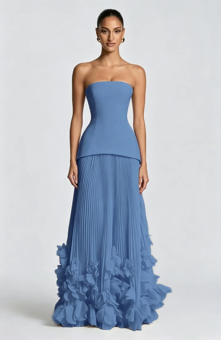 JOHANNA | STRAPLESS SLEEVELESS MAXI DRESS - Blue