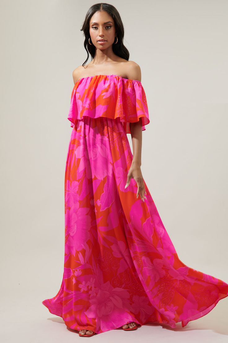 MIA | RUFFLE MAXI DRESS - Fuchsia