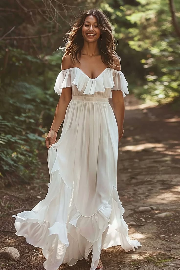 ZARIA | RUFFLED MAXI DRESS - White