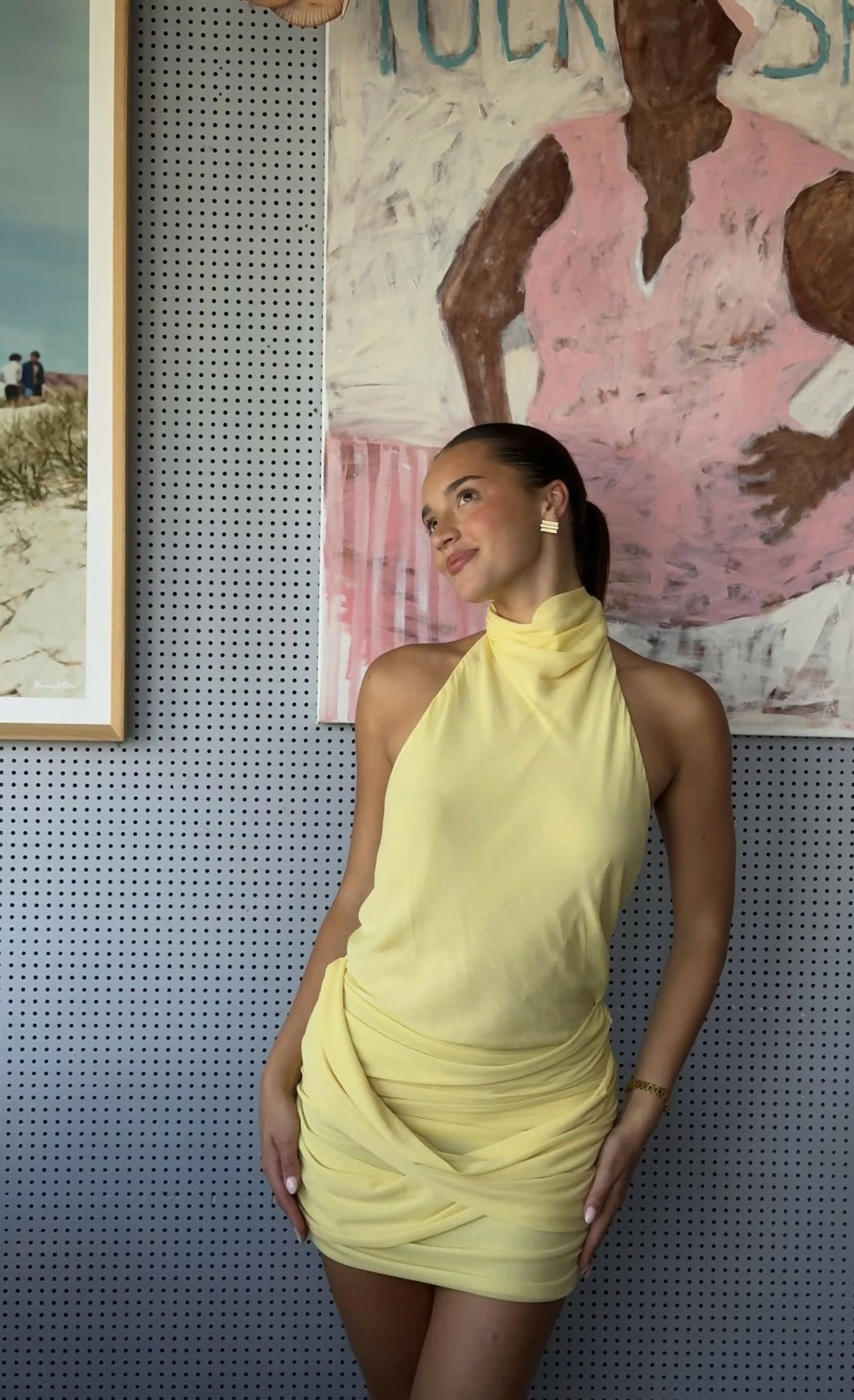 MILEY | LINEN MINI DRESS - Yellow