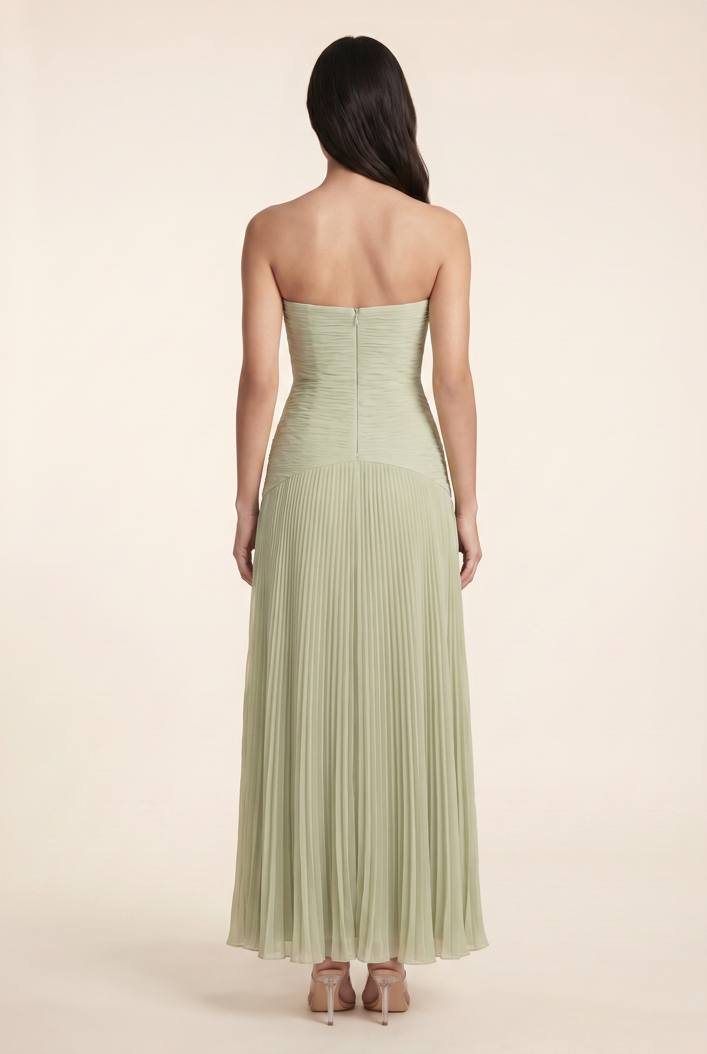 NELLIE | PLEATED STRAPLESS MAXI DRESS