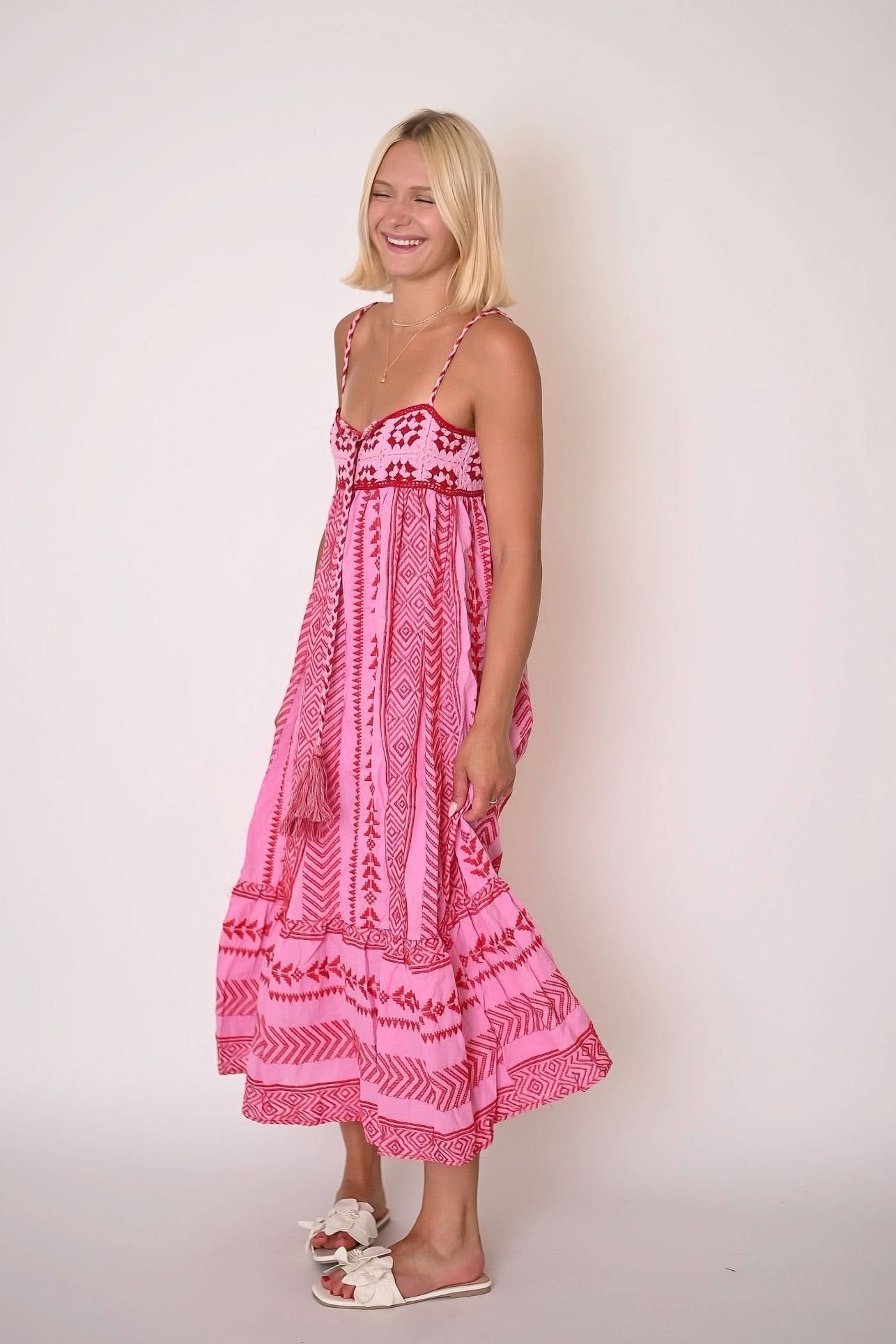 Women's Summer Printed Sweetheart Maxi Dress with Tassels - product image 2