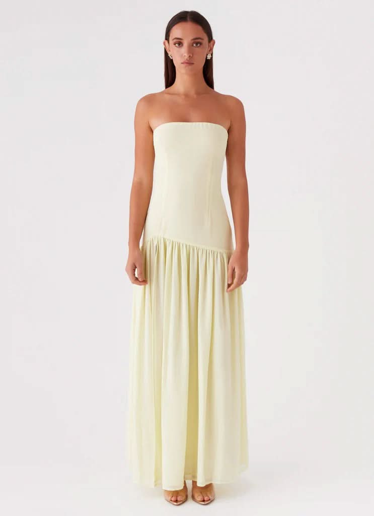 Women's Wedding Guest Strapless Maxi Dress with Slit - product image 36