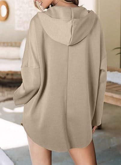Women's Oversized Half Zip Hooded Pullover Sweatshirt - product image 2