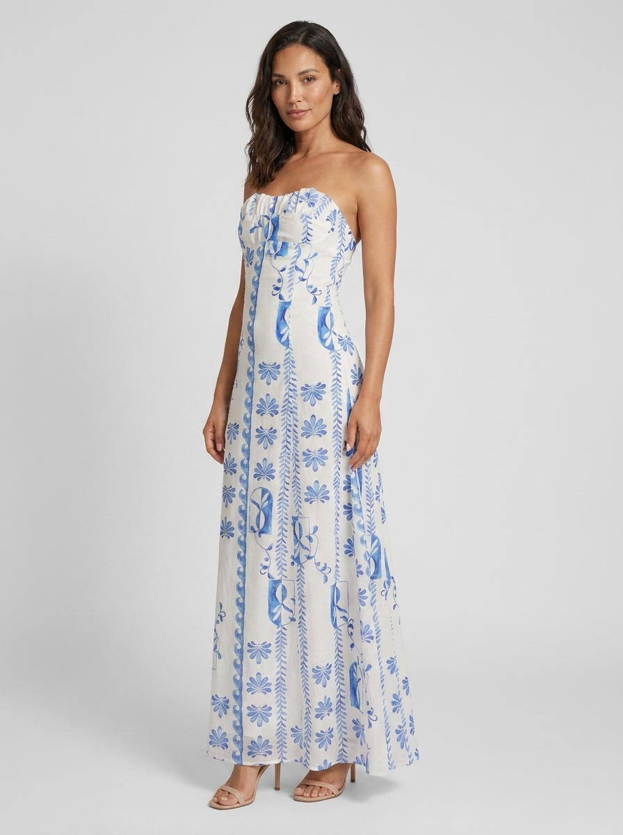 CELINE | FLORAL BUSTIER MAXI DRESS