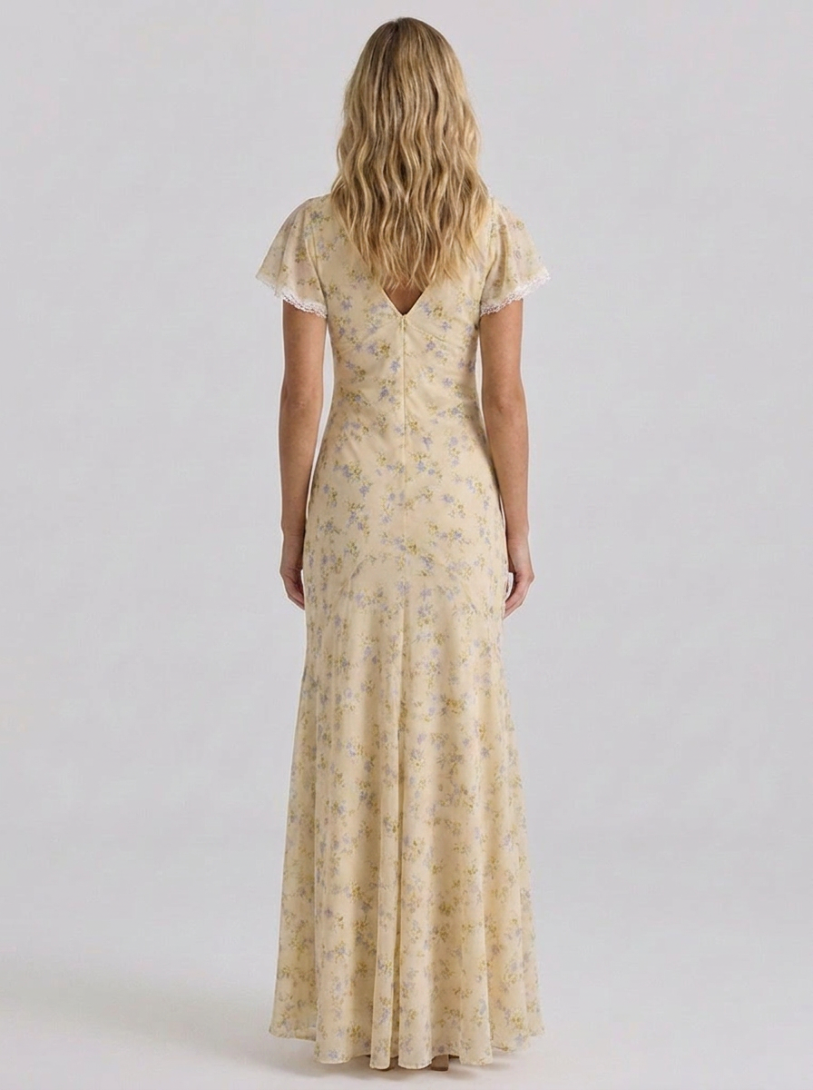 ZOÉ | FLORAL RUCHED MAXI DRESS