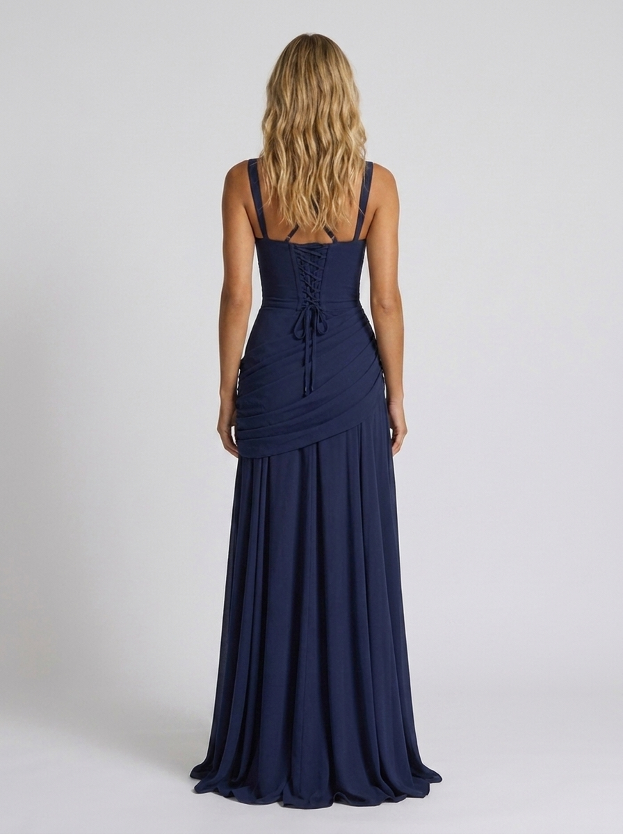 ELODIE | PLEATED V MAXI DRESS