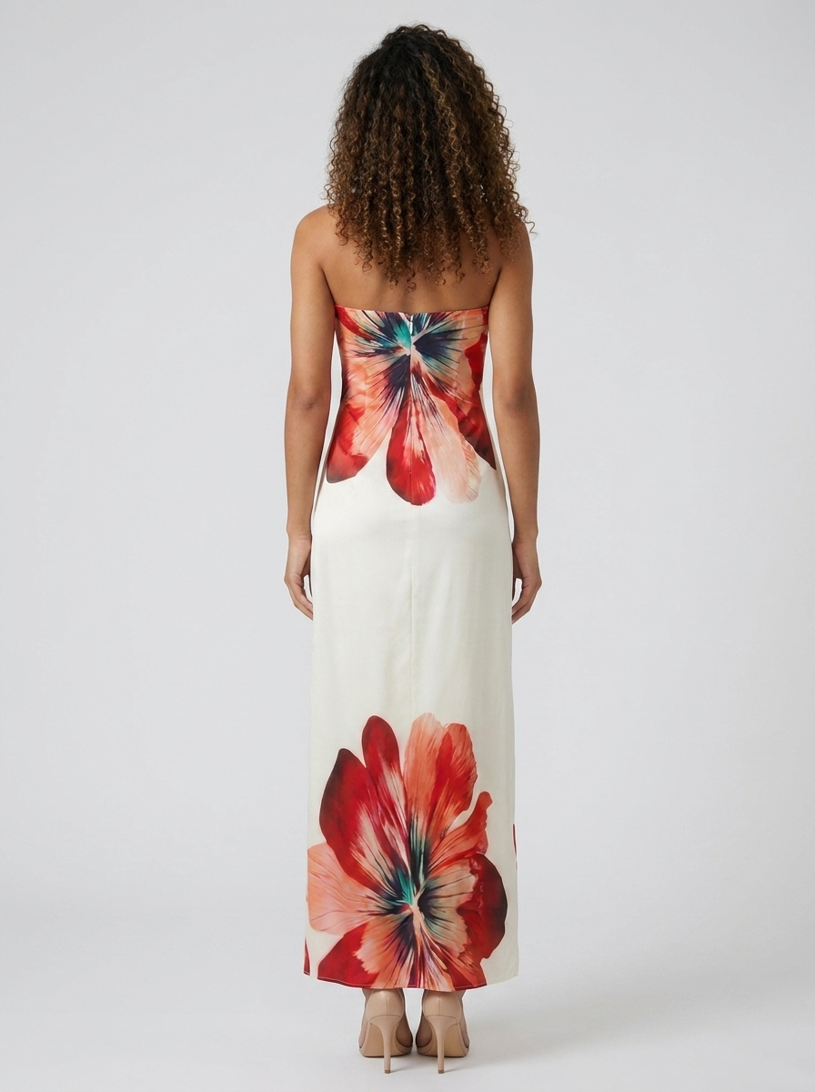 BELLA | FLORAL BUSTIER MAXI DRESS