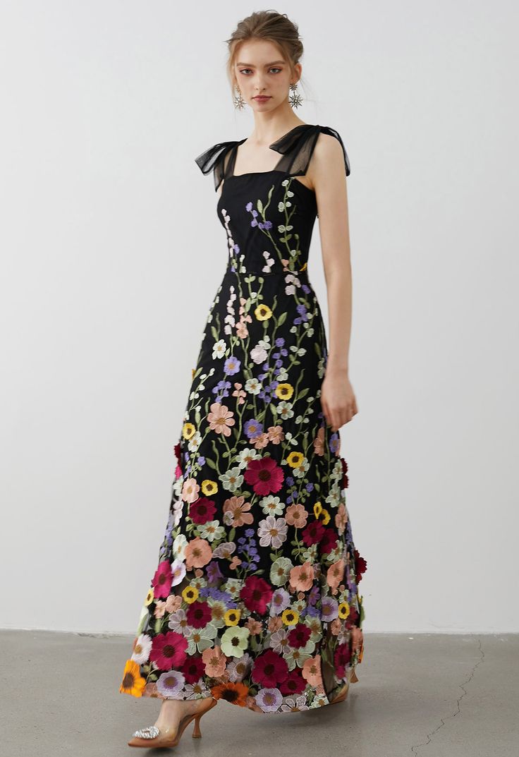 EDIE | FLORAL MAXI DRESS - Black