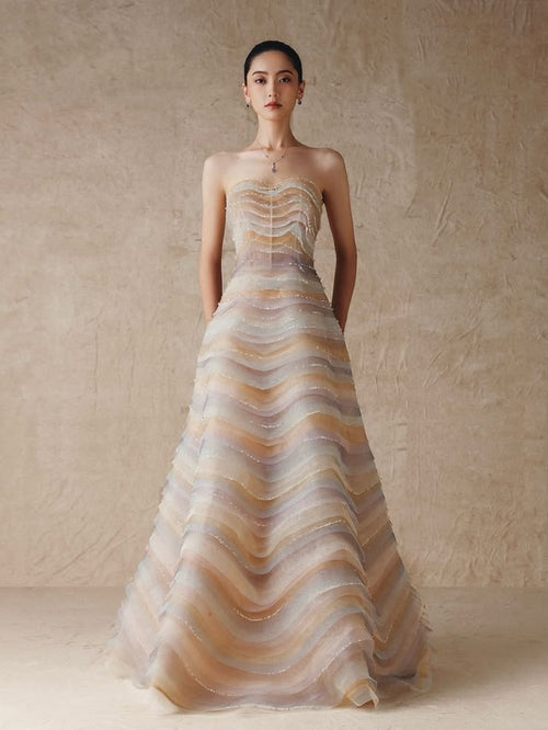 ROWAN | STRAPLESS EVENING GOWN - Cream