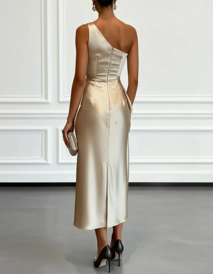 MYA | ASYMMETRICAL MIDI DRESS - White