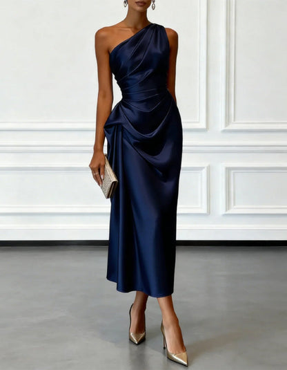 MYA | ASYMMETRICAL MIDI DRESS - Champagne
