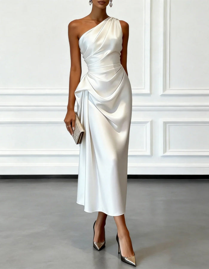 MYA | ASYMMETRICAL MIDI DRESS - Black