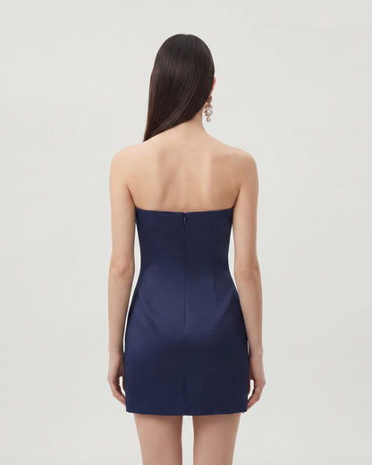 PAOLA | LEATHER MINI DRESS - Blue