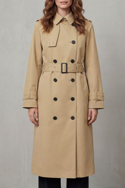 Hadley Double Breasted Belted Trench Coat - Beige