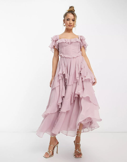 FREYNA | RUFFLE MIDI DRESS