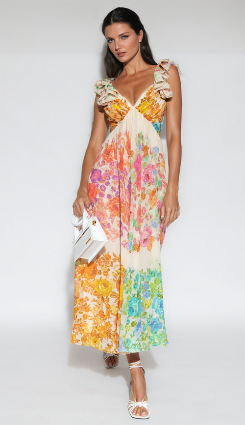 DEMI | FLORAL PLEATED MAXI DRESS - Floral