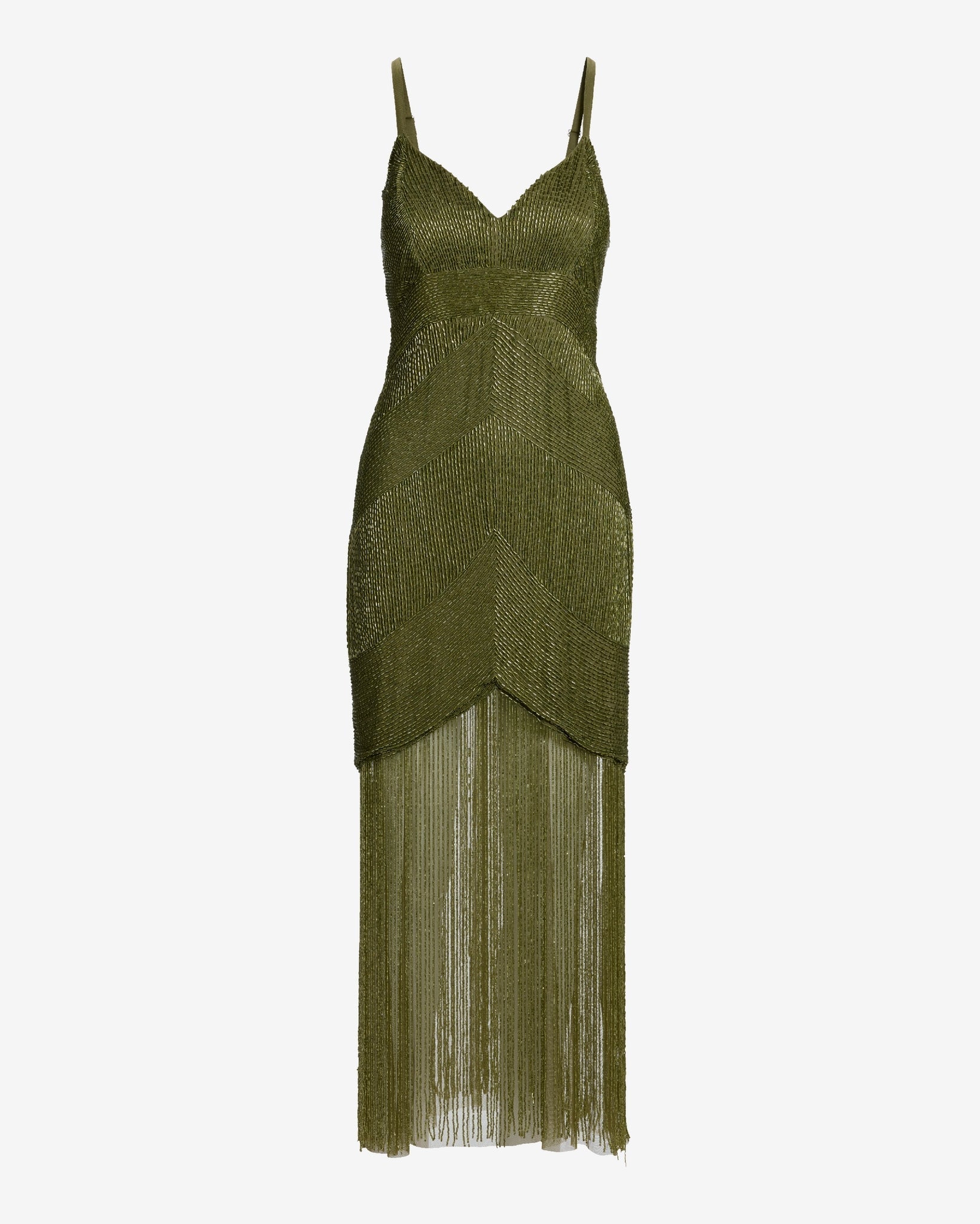 NICOLE | BEADED MAXI DRESS - Olive