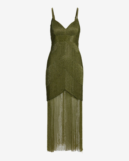 NICOLE | BEADED MAXI DRESS - Olive