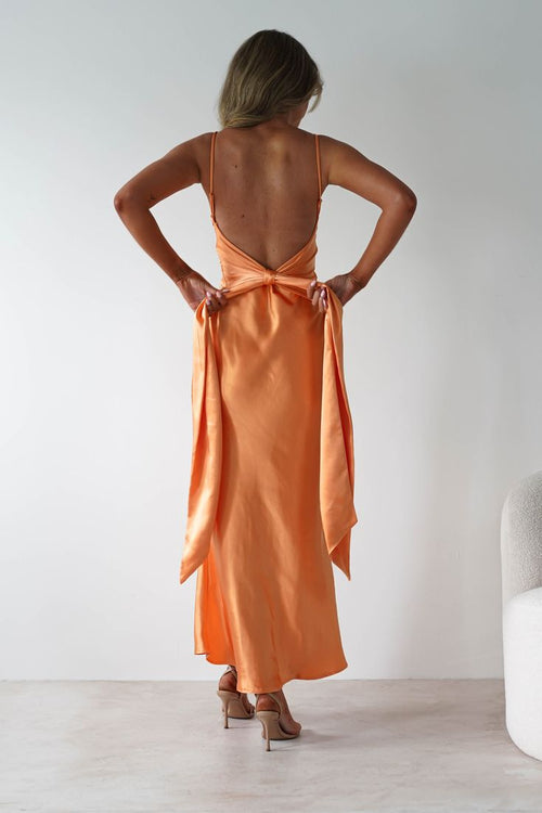 CIELLE | SATIN MAXI DRESS - Orange