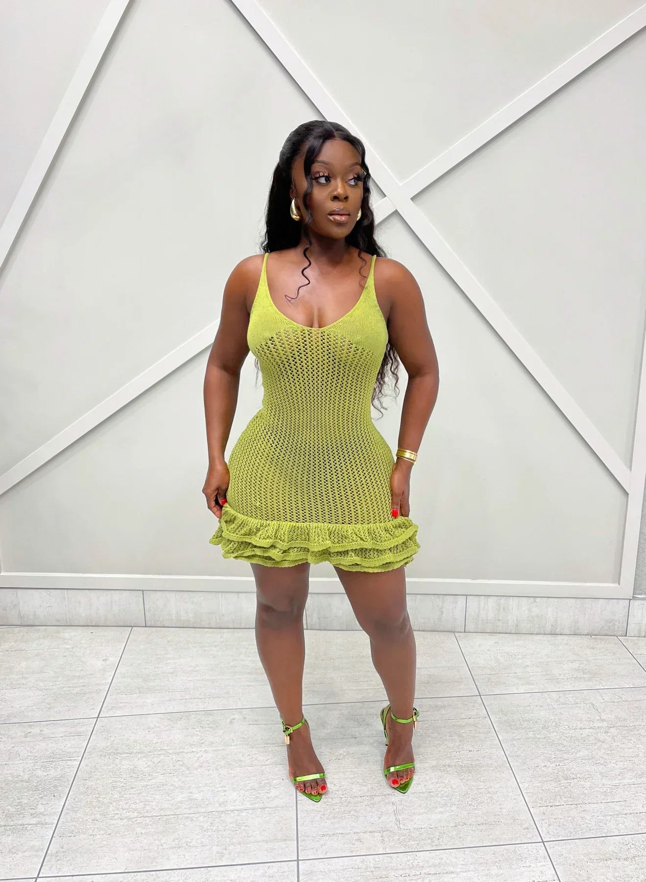 DIANA | CROCHET RUFFLE MINI DRESS