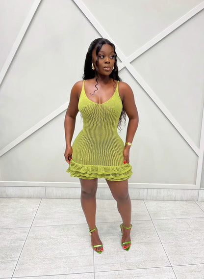 DIANA | CROCHET RUFFLE MINI DRESS
