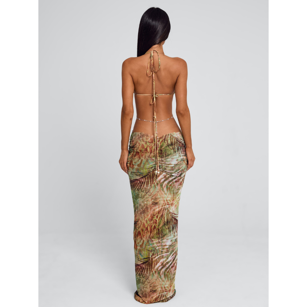 CARMELA | EMBELLISHED HALTER MAXI DRESS
