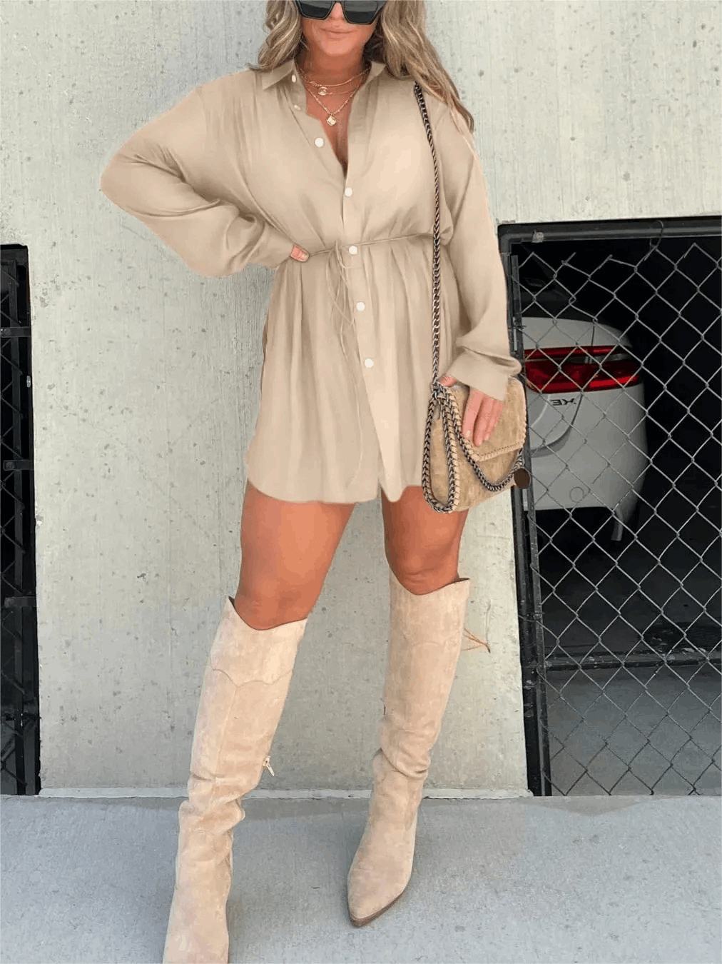 Women's Cocktail Long Sleeve Button Front Mini Romper - product image 13