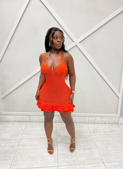 DIANA | CROCHET RUFFLE MINI DRESS