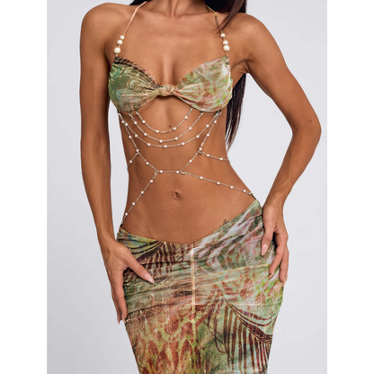 CARMELA | EMBELLISHED HALTER MAXI DRESS