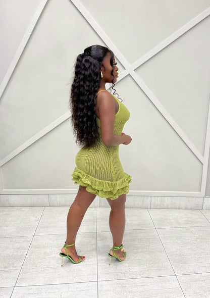 DIANA | CROCHET RUFFLE MINI DRESS