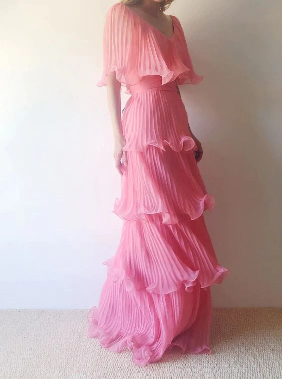 EMERSON | TIERED HOT MAXI DRESS - Pink