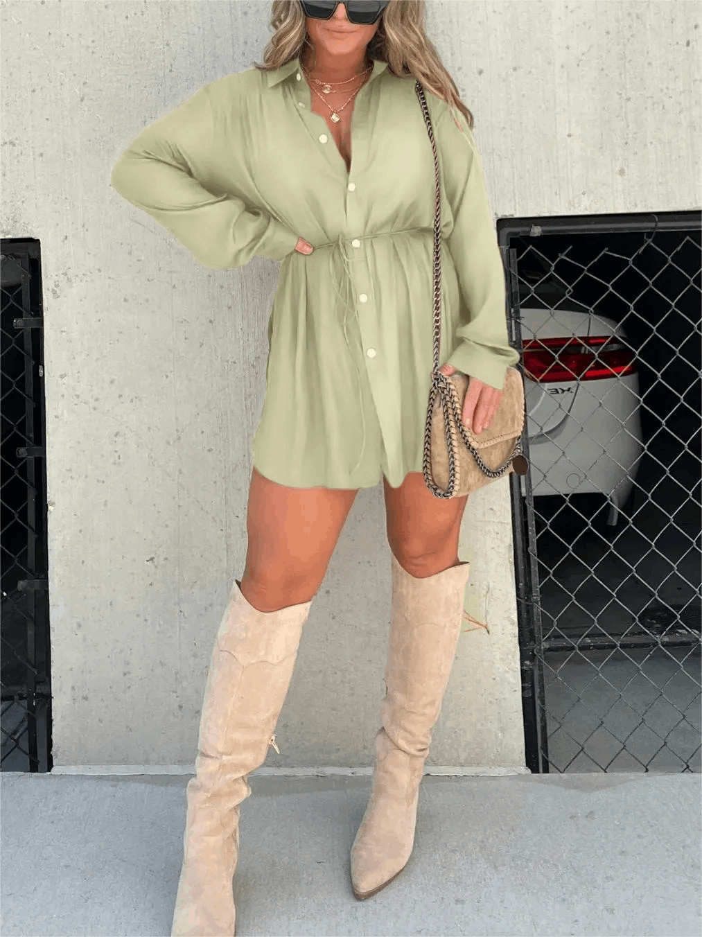 Women's Cocktail Long Sleeve Button Front Mini Romper - product image 16