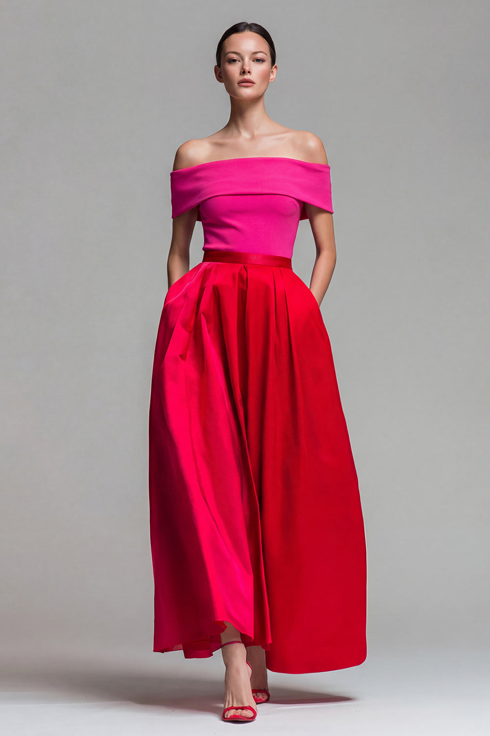 CELIA | SLEEVELESS MIDI DRESS - Red