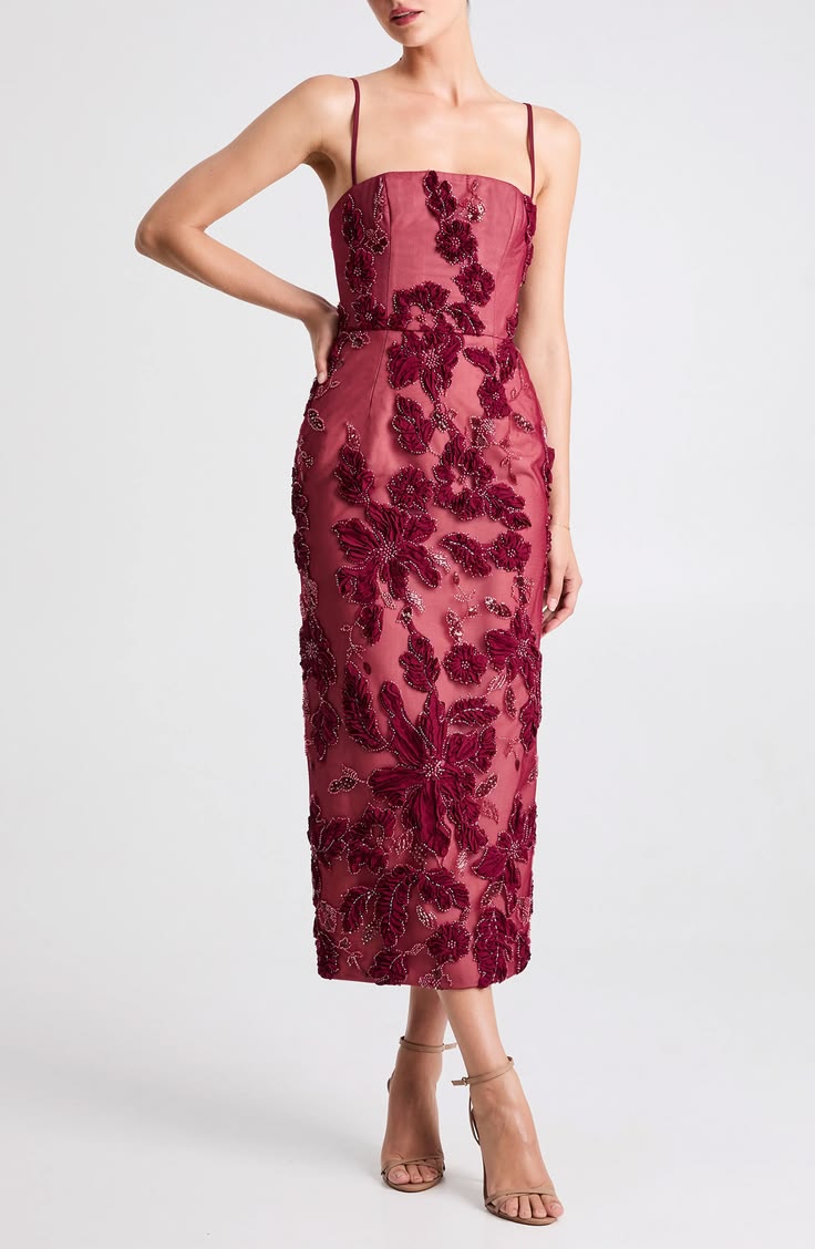 POPPY | FLORAL LONG DRESS - Merlot