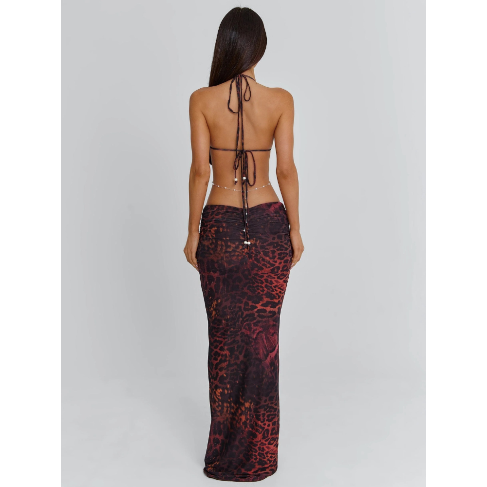 CARMELA | EMBELLISHED HALTER MAXI DRESS