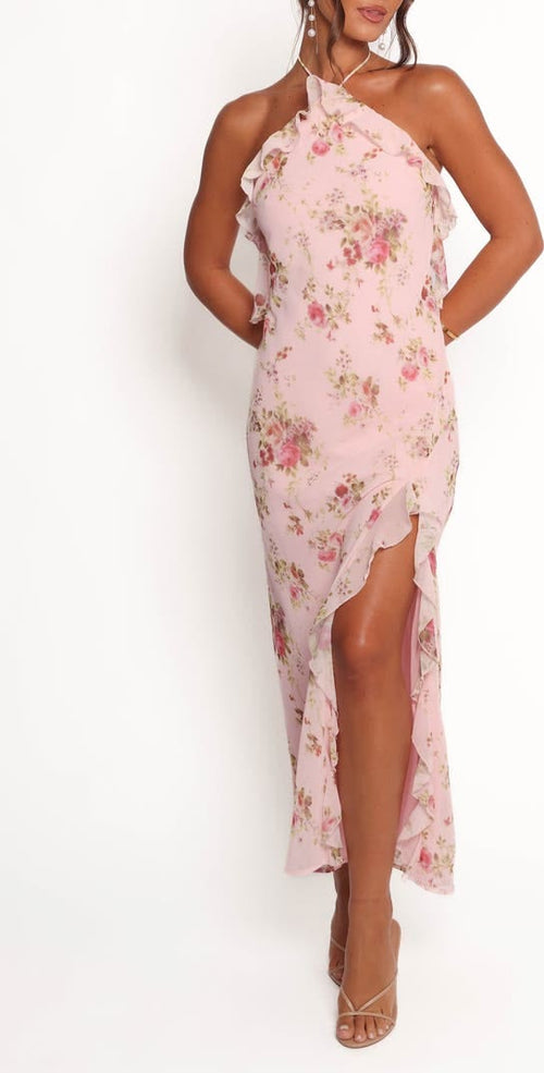 ARIELLE | NECK MAXI DRESS - Multicolor, detail