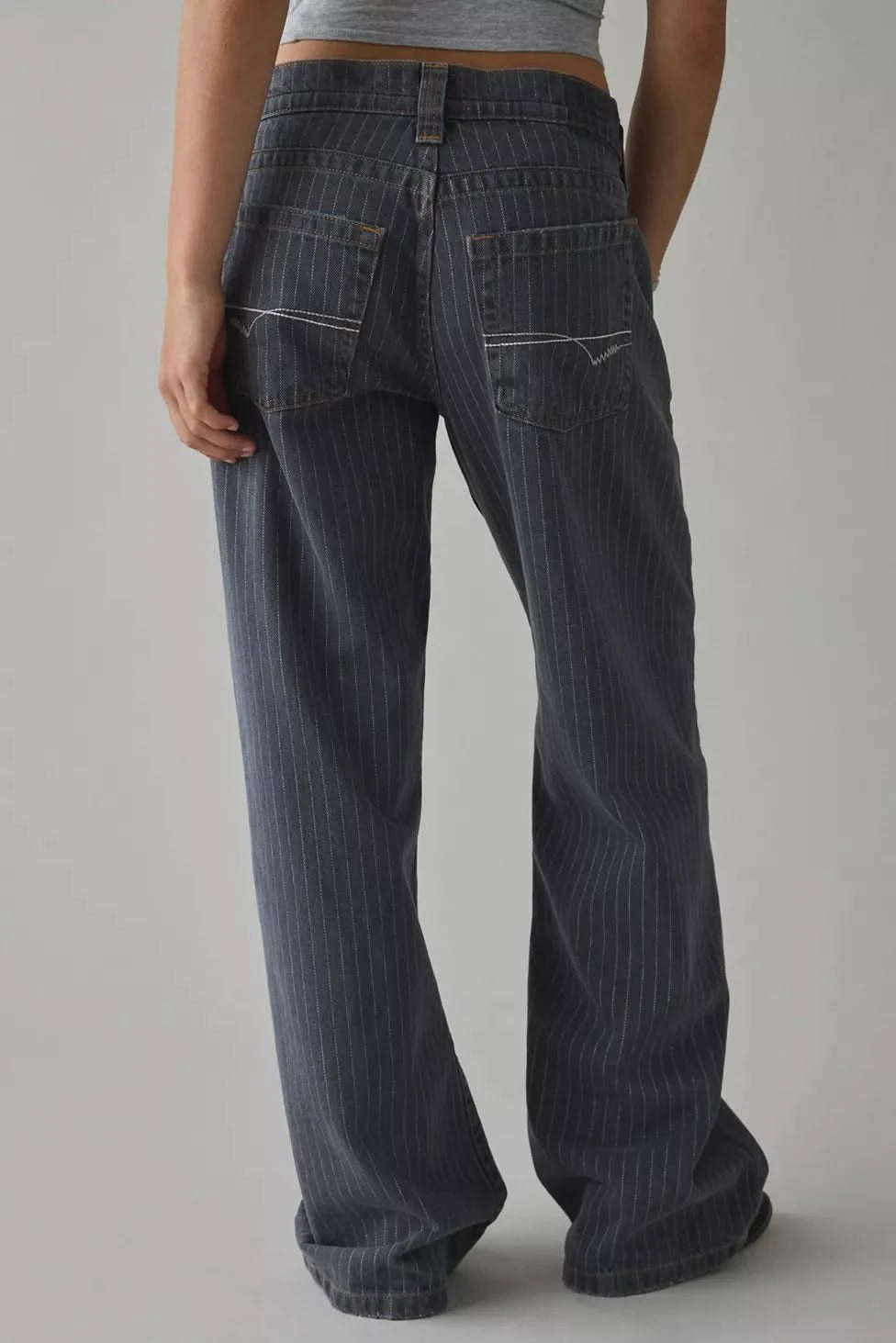 Women High Waisted Pinstripe Wide Leg Jeans - product image 3