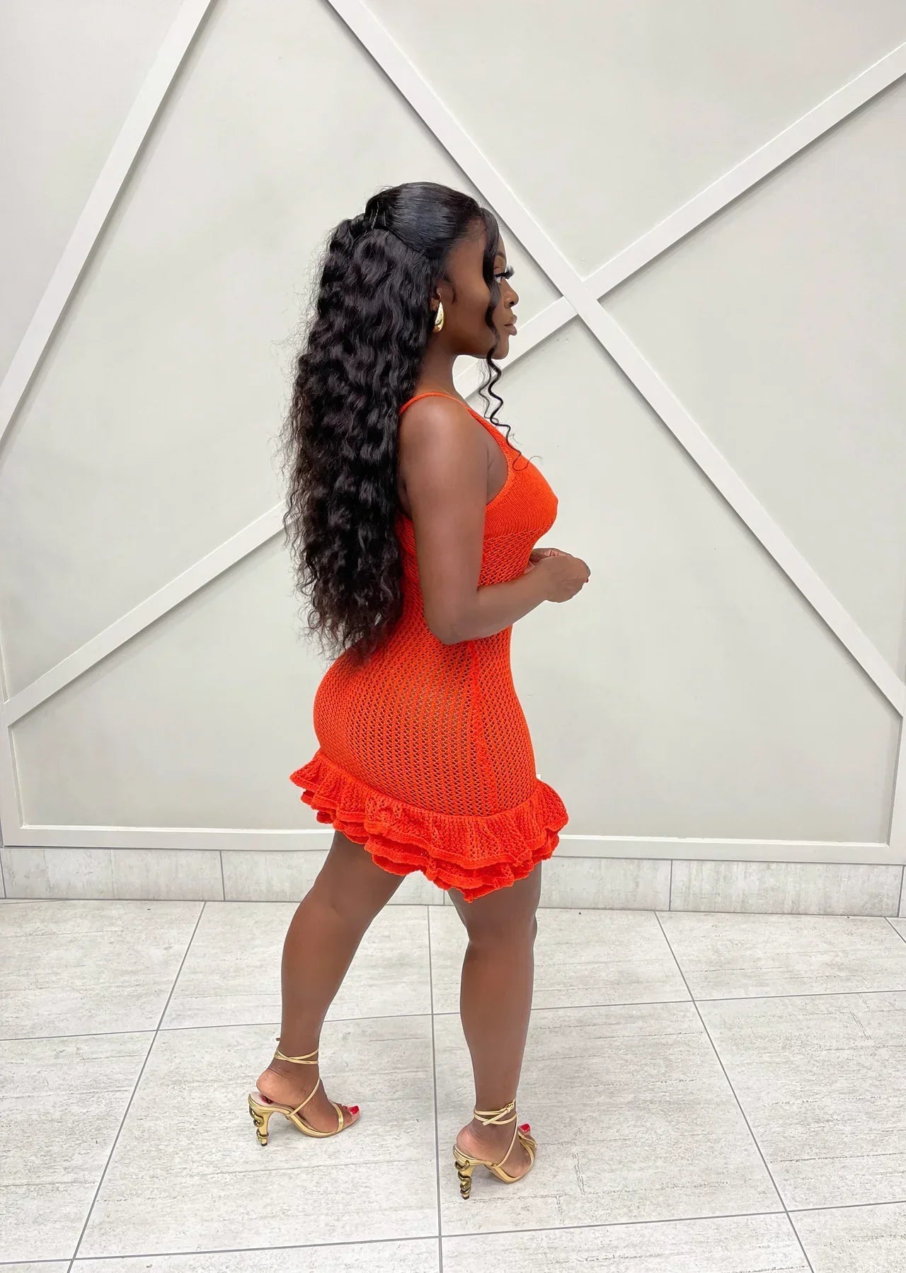 DIANA | CROCHET RUFFLE MINI DRESS