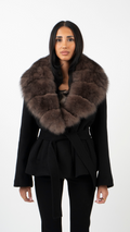 Amelia Faux Fur Oversized Collar Tailored Jacket - Black