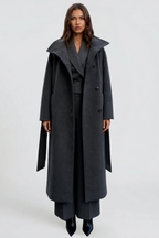 Audrey Belted Tailored Longline Wool Coat